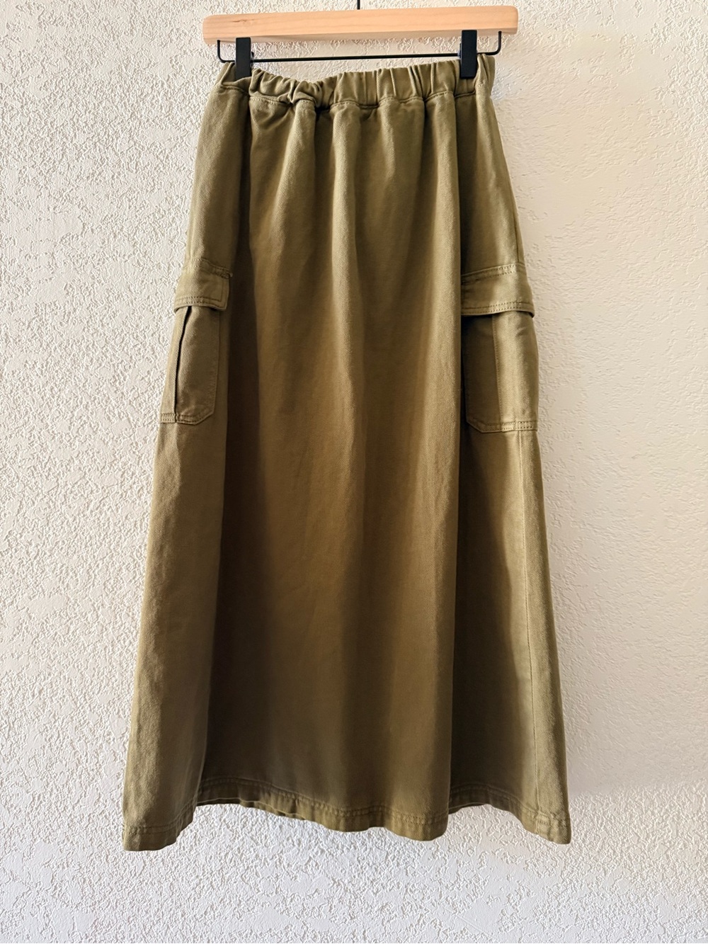 ASOS DESIGN A-Line Utility Cargo Boho Pockets Green Khaki Maxi Skirt Womens S - Picture 3 of 10